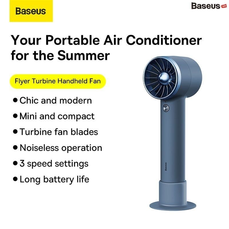 Quạt Mini Cầm Tay Baseus Flyer Turbine Handheld Fan 2000mAh (Tích hợp cáp sạc Lightning cho iPhone）