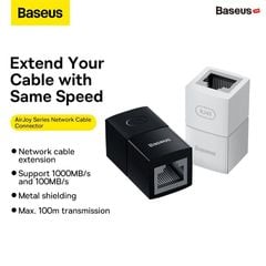 Đầu nối mạng Baseus AirJoy – Nối dài Ethernet, hỗ trợ Cat5/Cat6/Cat7, RJ45, tốc độ gigabit, Female to Female