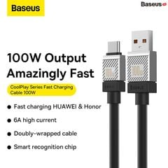 Cáp Sạc Nhanh Baseus CoolPlay Series Fast Charging Cable USB to Type-C 100W Cho Huawei Honor Android 6A/100W