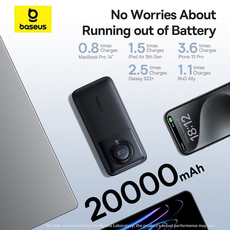 Pin Dự Phòng Tích Hợp Cáp Sạc Dây Rút Gọn Baseus Free2Pull 65W 20000mAh