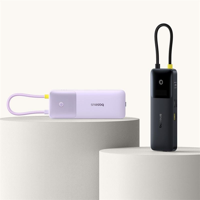 Hub Mở Rộng Kết Nối Đa Năng Baseus Nomos Series 6-in-1 (Dual Fast Charging, Type-C to HDMI 4K@60Hz*1, USB3.2*1, Type-C3.2*1, Type-C3.2 & PD20W*1, USB2.0*1+PD*1)