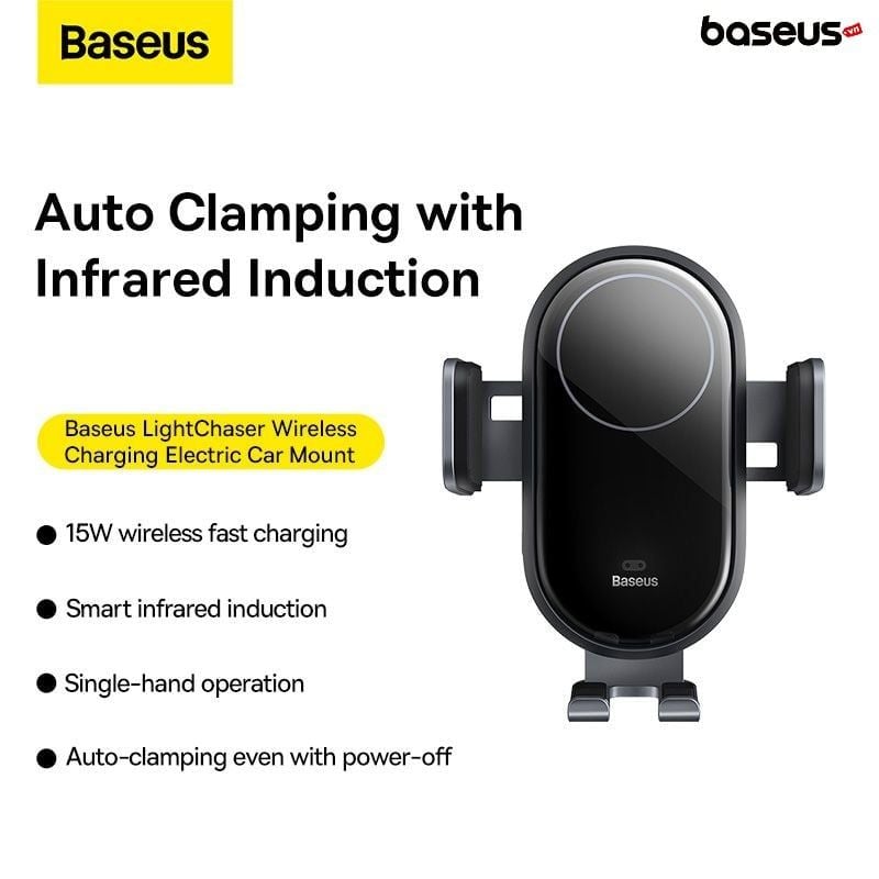 Giá Đỡ Điện Trên Ô Tô Baseus LightChaser Series Tự Động Đóng Mở Điện Thoại (Wireless Charging Electric Car Mount 15W)