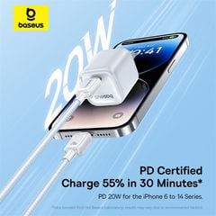 Cáp Sạc Nhanh C to Lightning Baseus Crystal-Clear 20W (480Mbps, Dual-Layer Protection)