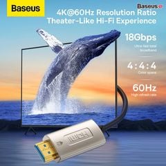 Cáp HDMI sợi quang cao cấp Baseus High Definition Series – HDMI to HDMI, hỗ trợ 4K/60Hz, truyền tín hiệu tốc độ cao
