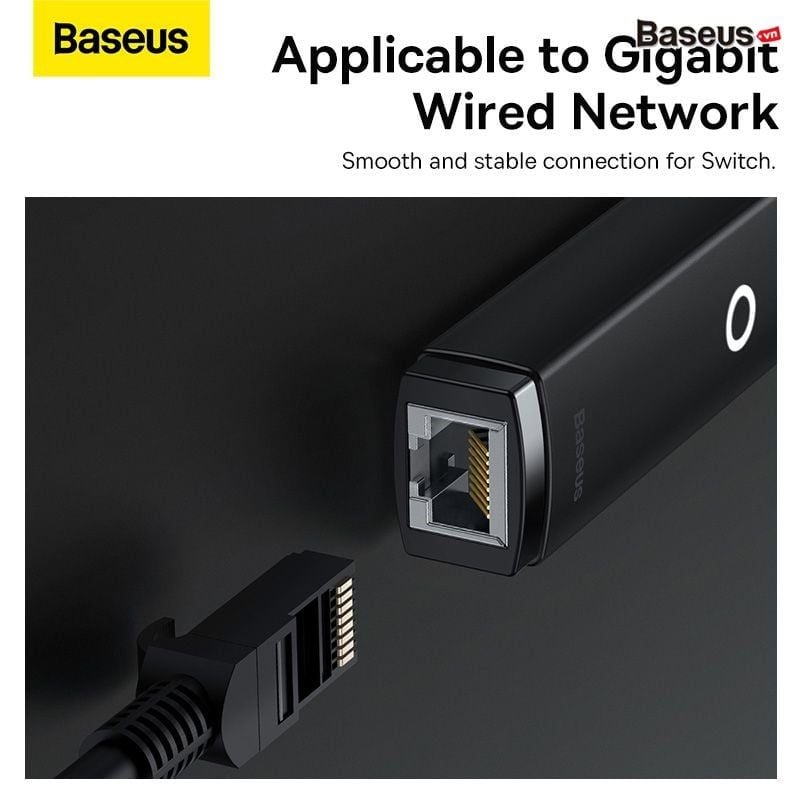 Hub Chuyển Đổi Kết Nối Baseus Lite Series Ethernet Adapter Type C to RJ45 LAN Port (100Mbps/1000Mbps)