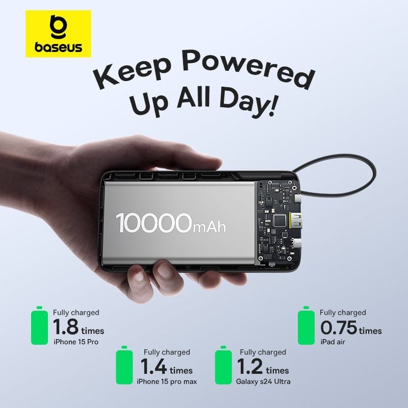 Pin Dự Phòng Baseus Bipow 2 Digital Display With Built-in USB-C Cable 10000mAh/20000mah 20W