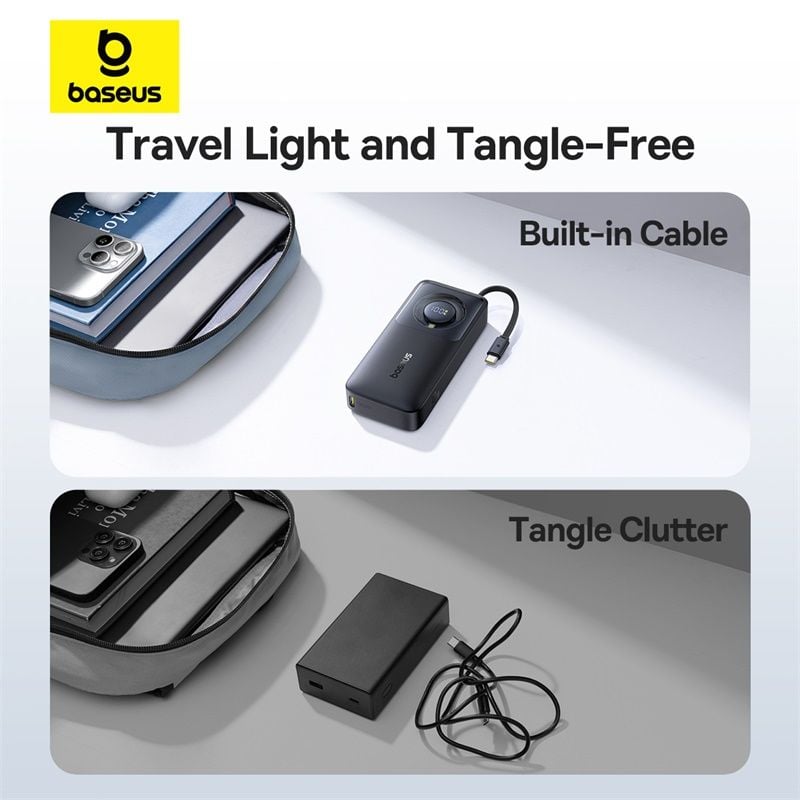 Pin Dự Phòng Tích Hợp Cáp Sạc Dây Rút Gọn Baseus Free2Pull 10000mAh 30W