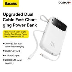 Pin Dự Phòng Sạc Nhanh Baseus Qpow2 Dual-Cable Digital Display Fast Charge Power Bank 22.5W