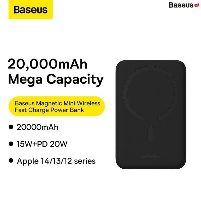 Pin Sạc Dự Phòng Không Dây Tích Hợp Nam Châm Baseus Magnetic Wireless Charging Power bank 20000mAh 20W