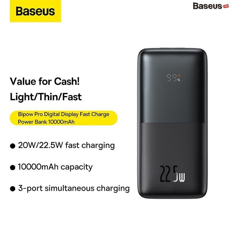 Baseus Bipow 10000mAh Quick Charging 15W Digital Display Power Bank – CUBE