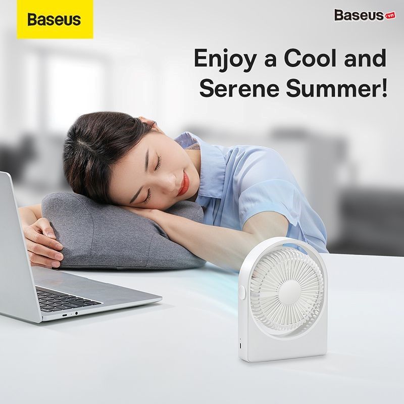 Quạt Mini Pin Sạc Để Bàn Baseus Serenity Desktop Fan Pro 2000 mAh (Pin sạc 2000mAh, 3 Mức gió, Siêu êm)