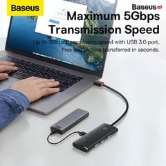 Hub Mở Rộng Kết Nối Baseus Lite Series USB/Type C to USB 3.0 (3 port USB3.0/5Gbps High speed/Docking Station)