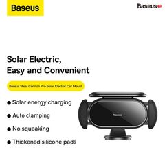 Giá Đỡ Điện Thoại Cảm Biến Trên Ô Tô Baseus Steel Cannon pro Solar Electric Holder Car Mount (Energy charging, auto Clamping)