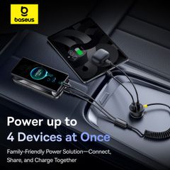Tẩu Sạc Cho Ô Tô Baseus Circular Plastic Car Charger 60W (With 1.4m Spring Cable)