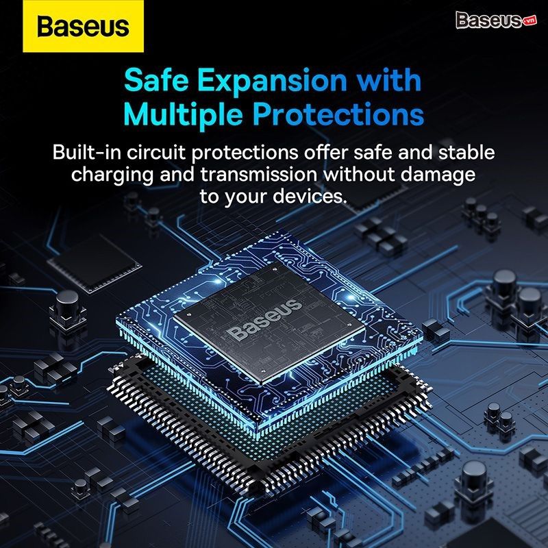 Hub Baseus AcmeJoy – Mở rộng đa cổng: HDMI 4K, RJ45, USB 3.0, SD/TF, PD, jack 3.5mm, dùng cho Macbook/iPad/laptop