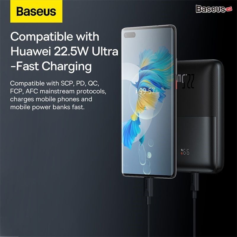 Pin Dự Phòng Sạc Nhanh Nhỏ Gọn Baseus Bipow Pro Digital Display 20000mAh 22.5W (SCP/PD/QC/FCP/AFC Fast Charge Power Bank)