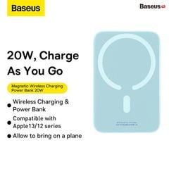 Pin Sạc Dự Phòng Không Dây Tích Hợp Nam Châm Baseus Magnetic Wireless Charging Power bank 6000mAh 20W (With Baseus Xiaobai series Cable Type-C to Type-C 60W(20V/3A) 50cm)