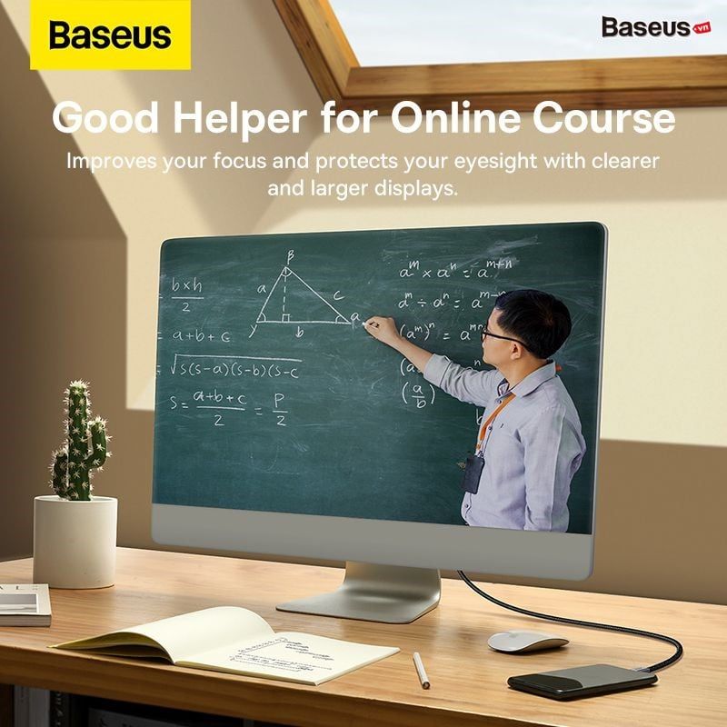 Cáp chuyển Baseus USB-C to HDMI – 4K/60Hz, truyền siêu nét, dùng cho điện thoại, tablet, MacBook, laptop