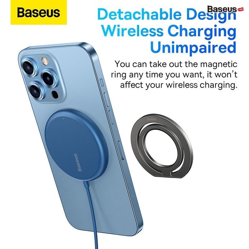 Giá Đỡ Vòng Kim Loại Có Thể Gập Lại MagSafe Baseus Halo Series Foldable Metal Ring Stand Cho iPhone 13/12 Series, Hút nam châm, Dùng cho phụ kiện MagSafe Apple)