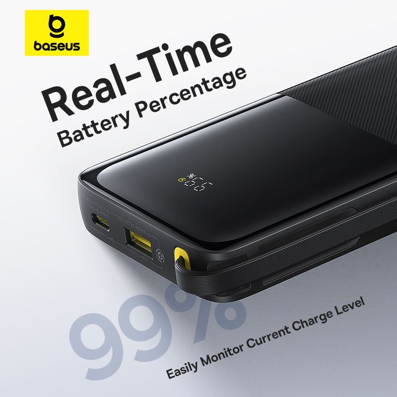 Pin Dự Phòng Baseus Bipow 2 Digital Display With Built-in USB-C Cable 10000mAh/20000mah 20W
