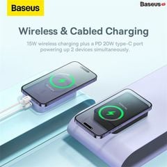 Pin Sạc Dự Phòng Không Dây Tích Hợp Nam Châm Baseus Magnetic Wireless Charging Power bank 20000mAh 20W