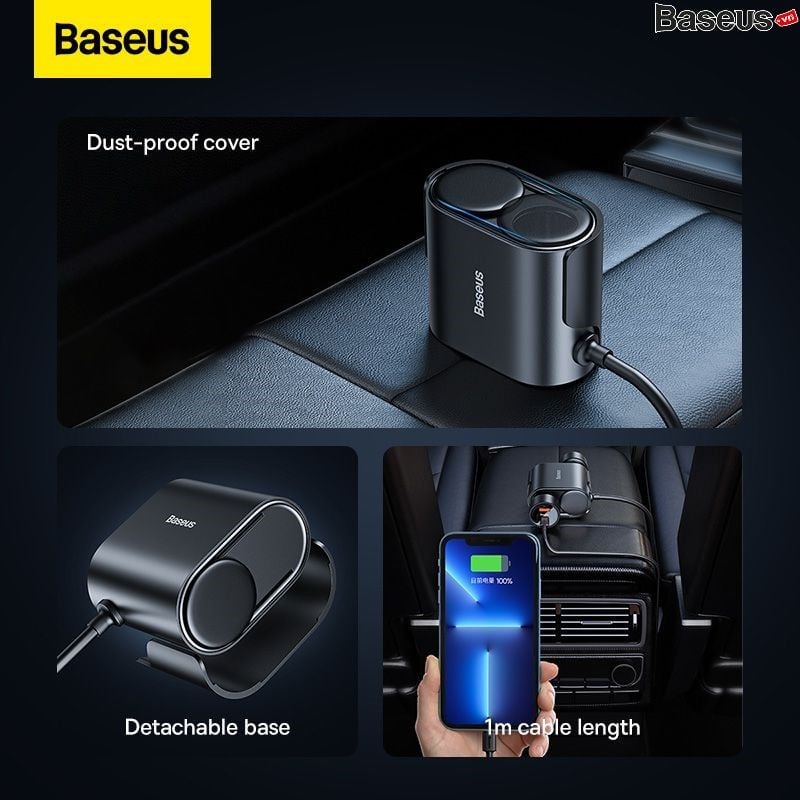 Tẩu Sạc Chia Cổng Sạc Dùng Cho Ô Tô Baseus High Efficiency Pro 1-for-2 Car Cigarette Lighter 30W