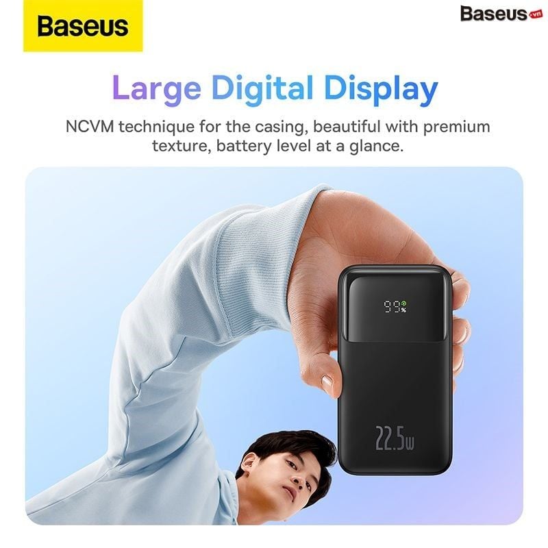 Pin sạc dự phòng Baseus Comet – 10000/20000mAh, 22.5W, tích hợp 2 cáp sạc nhanh (Lightning & Type-C), màn hình LED hiển thị