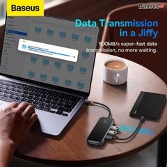 Hub Mở Rộng Kết Nối Đa Năng Baseus AcmeJoy HUB Docking Station Cho Macbook Laptop iPad Điện Thoại (HDMI 4K RJ45 USB3.0 SD/TF PD/Data Jack 3.5)