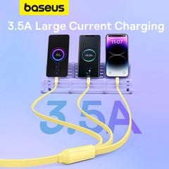 Cáp Sạc Nhanh Đa Năng Baseus Leo Retractable Charging Cable 3-in-1 USB to M+L+C 3.5A 1.1m