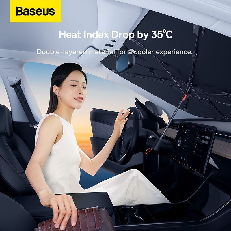 Dù Che Nắng Cửa Kính Trước Có Thể Xếp Lại Dùng Cho Xe Ô Tô Baseus CoolRide Doubled-Layered Windshield Sun Shade Umbrella Pro