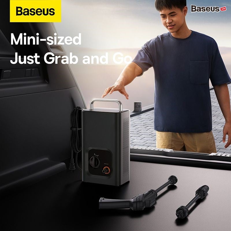 Máy Nén Rửa Xe Di Động Cao Cấp Baseus F0 Car Pressure Washer Nhỏ Gọn Tự  Động (1000W 90Bar IPX5 220V 50Hz Automatic Cleaning Tool)