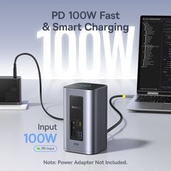 Hub Mở Rộng Đa Năng 12-in-1 Baseus NU1 Air Spacemate (USB-C to 2*HDMI 4K@60Hz+2*USB-C (10Gbps)+2*USB-A (5Gbps)+2*USB-A (480Mbps)+1*RJ45+SD/TF 3.0+1*USB-C (PD))