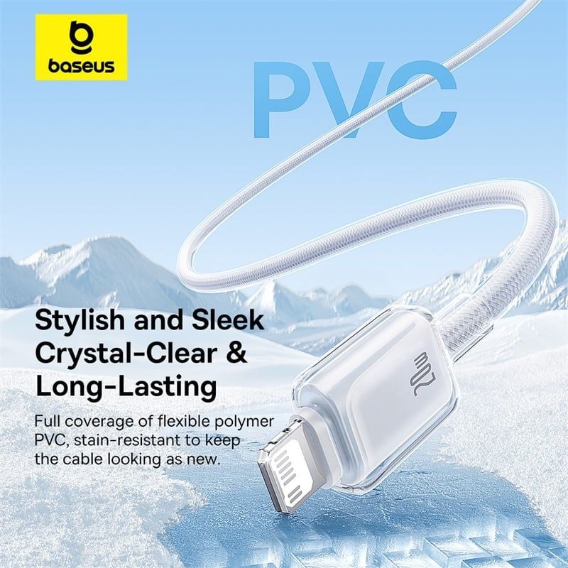 Cáp Sạc Nhanh C to Lightning Baseus Crystal-Clear 20W (480Mbps, Dual-Layer Protection)
