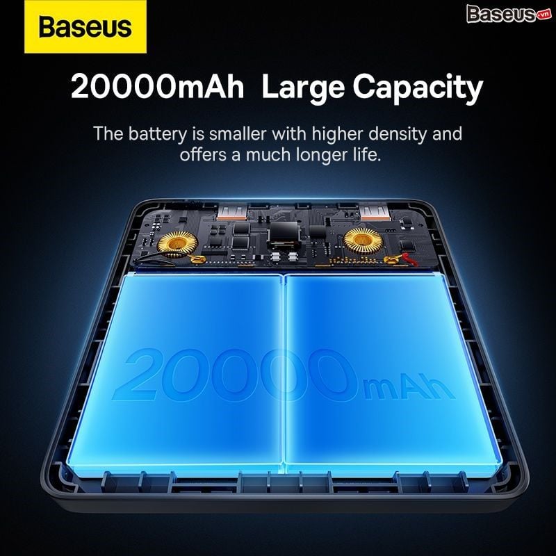 Pin dự phòng Baseus Blade 100W – 20000mAh, 4 cổng (2C + 2USB), sạc nhanh laptop, màn hình LED, kèm cáp C to C