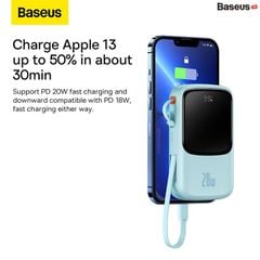 Pin Dự Phòng Sạc Nhanh Baseus Qpow Pro Digital Display Fast Charge Power Bank 10,000mAh Cho IPhone, Type-C