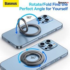 Giá Đỡ Vòng Kim Loại Có Thể Gập Lại MagSafe Baseus Halo Series Foldable Metal Ring Stand Cho iPhone 13/12 Series, Hút nam châm, Dùng cho phụ kiện MagSafe Apple)
