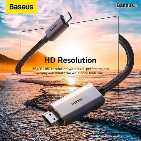 Cáp chuyển Baseus USB-C to HDMI – 4K/60Hz, truyền siêu nét, dùng cho điện thoại, tablet, MacBook, laptop
