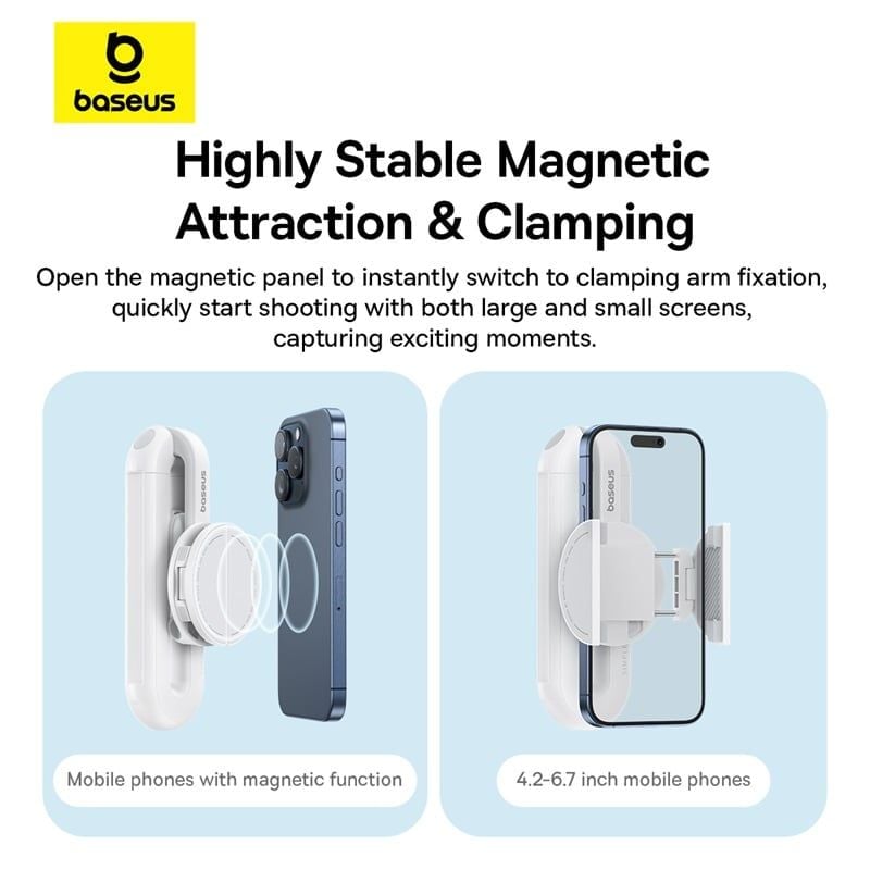 Gậy Selfie Từ Tính Baseus TechShot Series Dual-Support Phone (Nam Châm + Kẹp, Bluetooth Remote control)