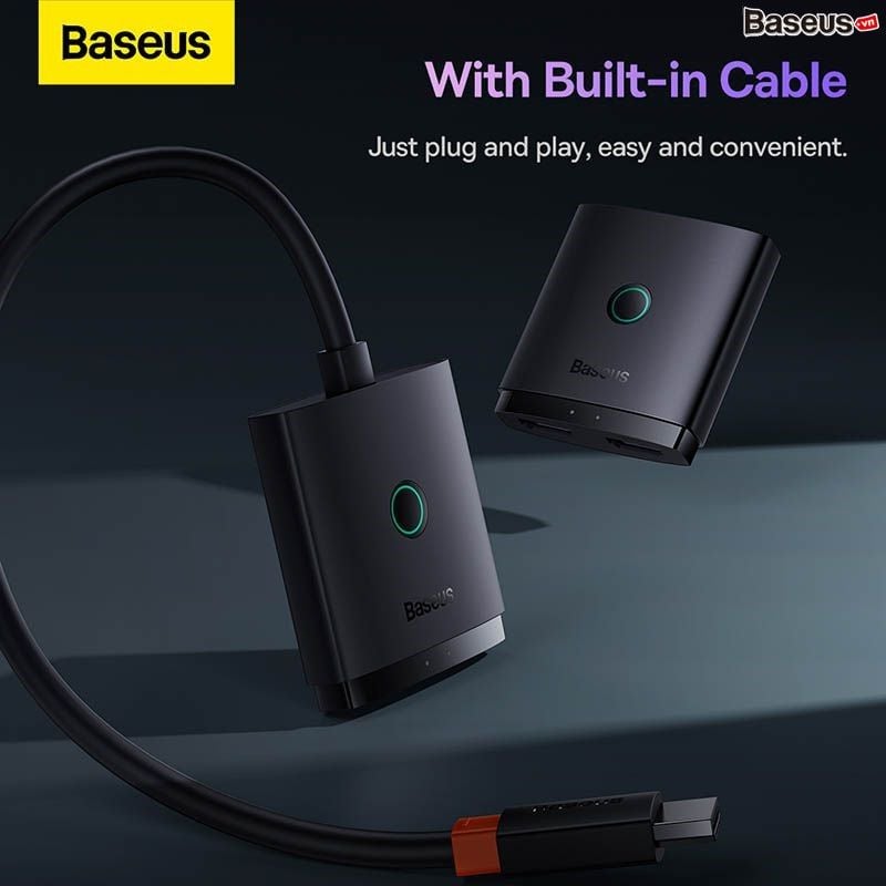 Bộ chuyển HDMI 2 chiều Baseus AirJoy – 1 thiết bị ra 2 màn hoặc 2 thiết bị vào 1 màn, hỗ trợ 4K@60Hz, 2K@120Hz