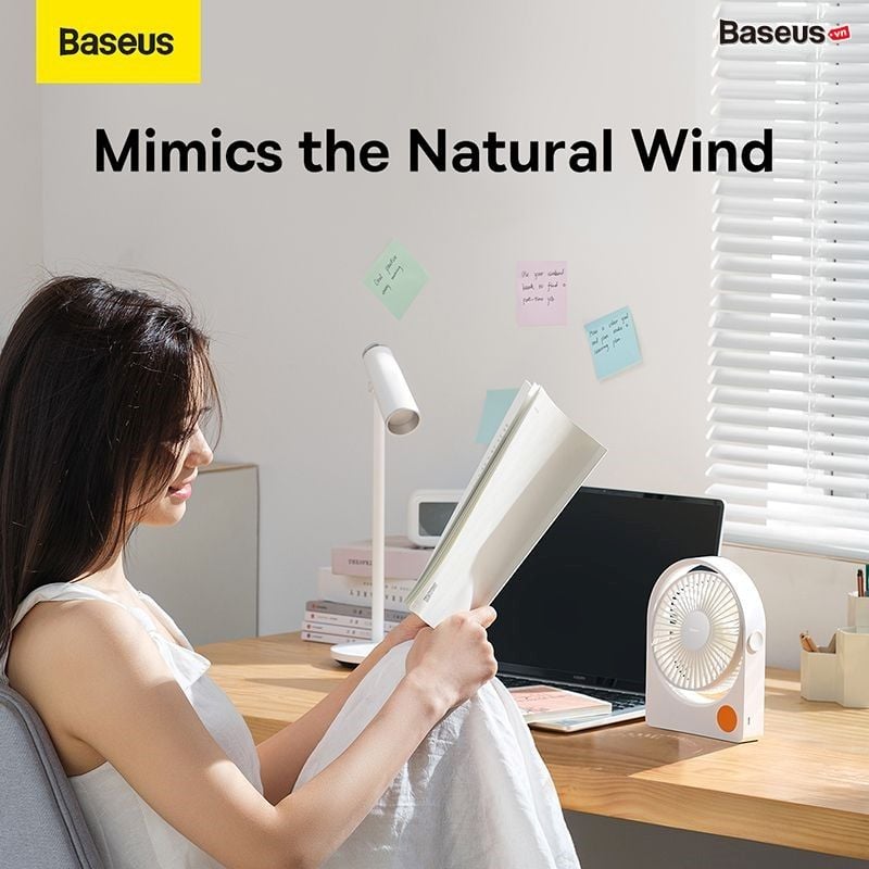 Quạt Mini Pin Sạc Để Bàn Baseus Serenity Desktop Fan Pro 2000 mAh (Pin sạc 2000mAh, 3 Mức gió, Siêu êm)