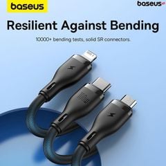 Cáp Sạc Đa Năng 3 in 1 Baseus Pudding Series One-for-three Fast Charging Cable USB to M+L+C 100W