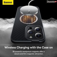 Ốp Lưng Từ Tính Baseus Synthetic Fiber Series Magnetic Phone Case Cho iPhone 14 Sợi Tổng Hợp Aramid Siêu Bền (Tặng Kèm Kính Cường Lực)