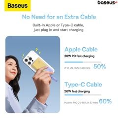 Pin dự phòng Baseus Popsicle 5200mAh – Sạc nhanh 20W PD/QC/AFC/FCP, tặng cáp C to C 60W, nhỏ gọn, tiện lợi mang theo