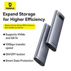 Box Đựng Ổ Cứng Di Động SSD M.2 + SATA Baseus FlyJoy Series SSD Enclosure Type C 3.2 Gen2 (New Version, SATA + M.2 NVMe 2280, 2260, 2242, 2230)