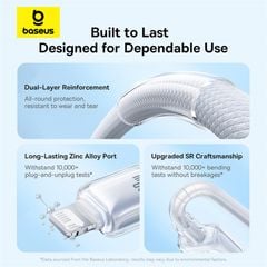 Cáp Sạc Nhanh C to Lightning Baseus Crystal-Clear 20W (480Mbps, Dual-Layer Protection)