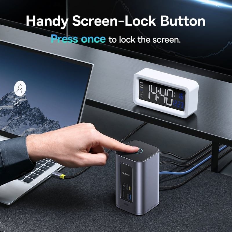 Hub Mở Rộng Đa Năng 12-in-1 Baseus NU1 Air Spacemate (USB-C to 2*HDMI 4K@60Hz+2*USB-C (10Gbps)+2*USB-A (5Gbps)+2*USB-A (480Mbps)+1*RJ45+SD/TF 3.0+1*USB-C (PD))