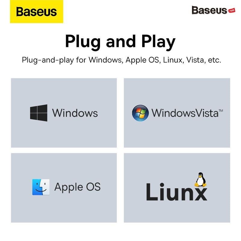 Hub Chuyển Đổi Kết Nối Baseus Lite Series Ethernet Adapter Type C to RJ45 LAN Port (100Mbps/1000Mbps)