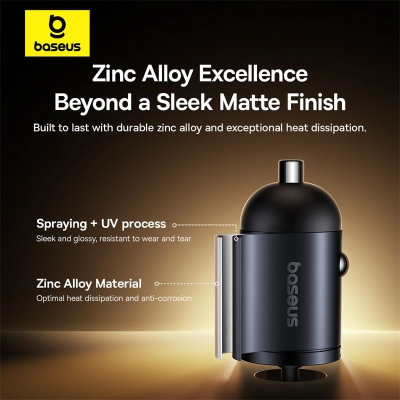 Tẩu Sạc Cho Ô Tô Baseus Tiny Star Mini 30W (C+C/Lightning Cable Included)