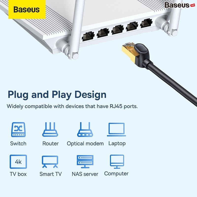 Cáp Mạng 2 Đầu LAN Baseus High Speed 7 types of RJ45 10Gigabit network cable (round cable)