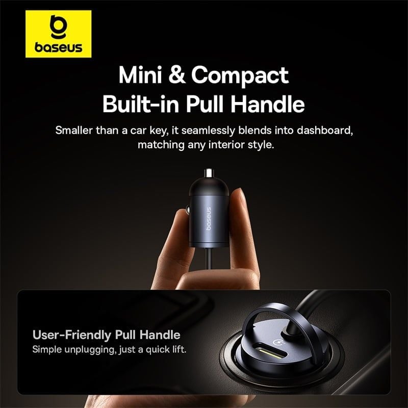 Tẩu Sạc Cho Ô Tô Baseus Tiny Star Mini 30W (C+C/Lightning Cable Included)